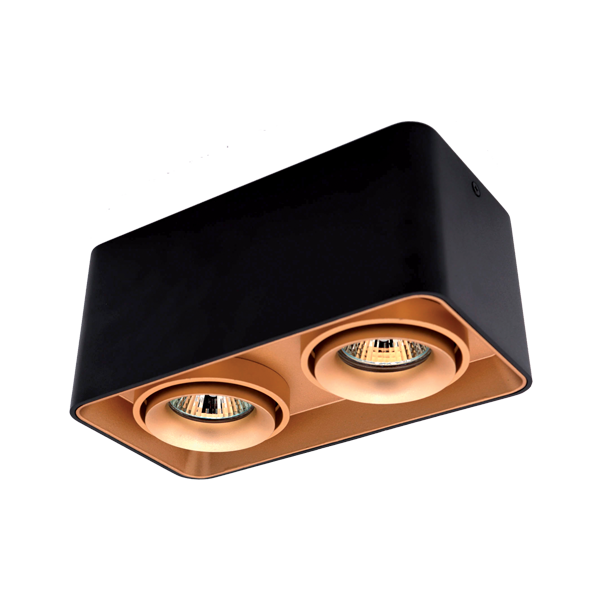 Spot, Elmark, Patrat, Dublu, Aparent, Auriu/Negru, Dl-044, 92Dl044S2/Gdbl