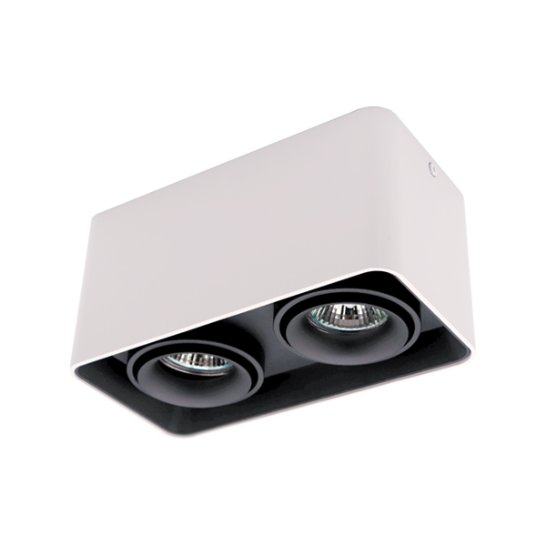 Spot, Elmark, Patrat, Dublu, Aparent, Negru/Alb, Dl-044, 92Dl044S2/Blwh
