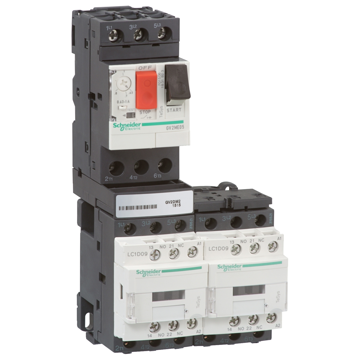 Starter Combinat Reversibil Dol - Tesys Gv2-Dm - 2,5 - 4 A Bobina 24 V C.C. Schneider GV2DM208BD