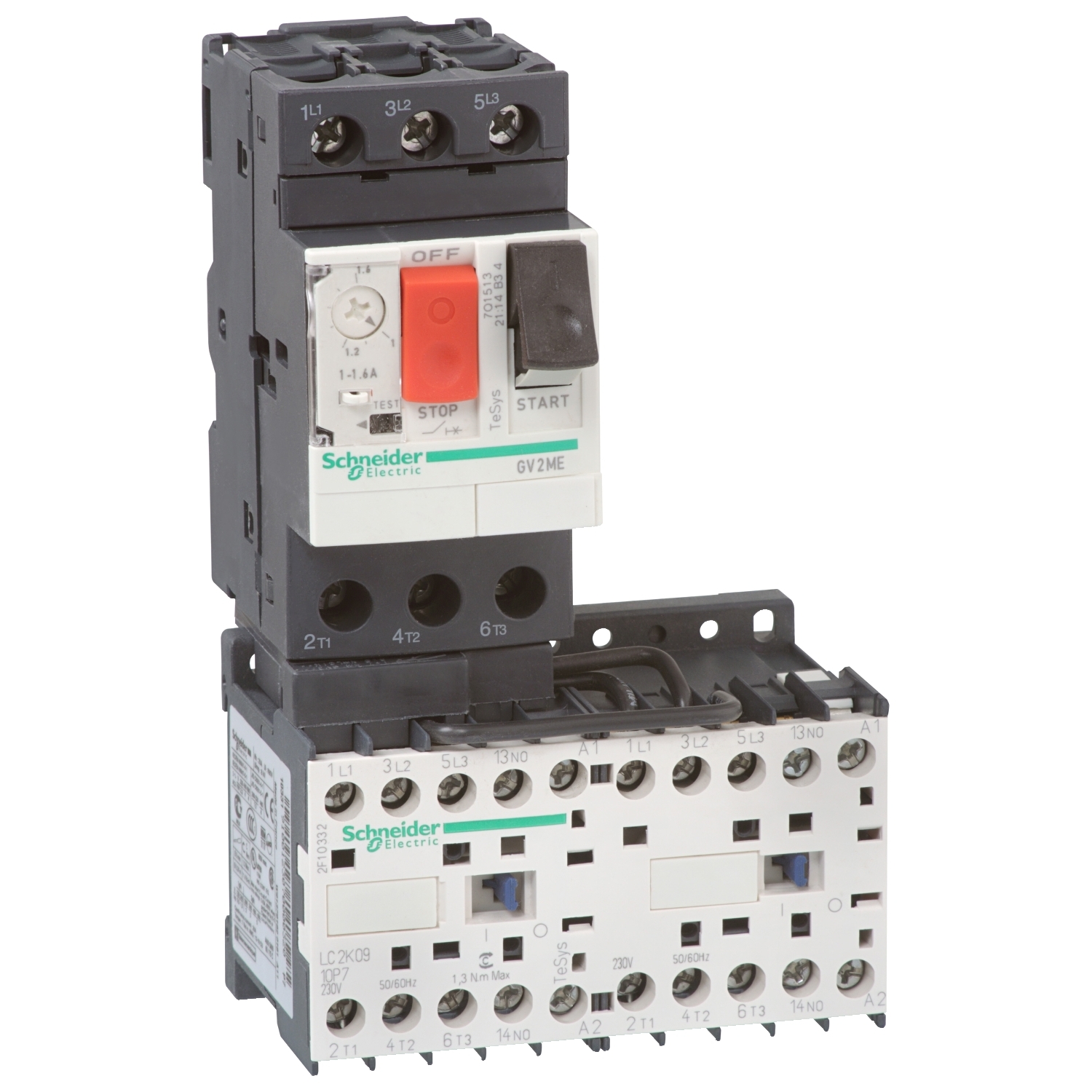 Starter Combinat Reversibil Dol - Tesys Gv2-Me - 1 - 1,6 A - 24 V C.C., Schneider, GV2ME06K2BW3