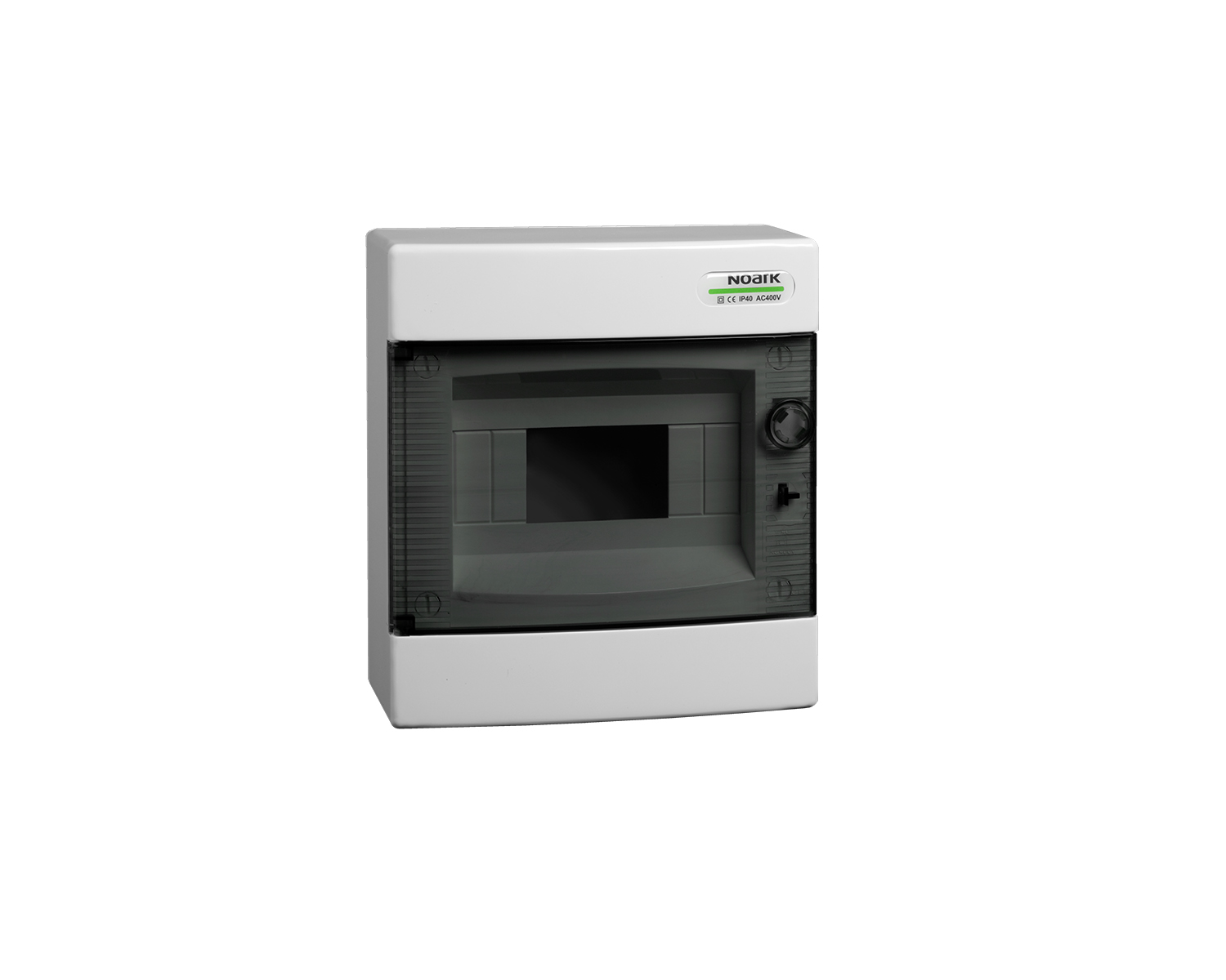 Tablou, cofret de distributie, din plastic, montare aparenta, usa transparenta, IP40, 1 rând, 8 module, Noark, 101497, PNS 8T