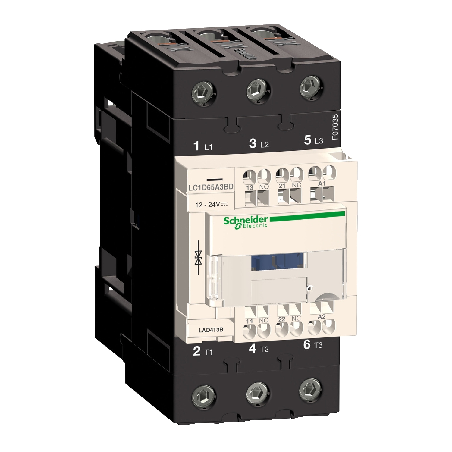 TeSys Deca contactor 3P(3 NO) - AC-3 - = 440 V 65 A bobina 24 V DC  Schneider LC1D65A3BD