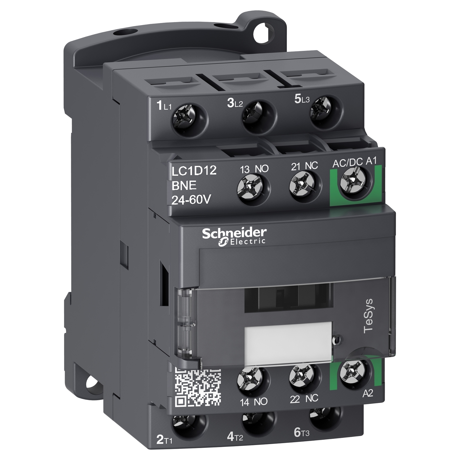 TeSys Deca contactor 3P -= 440 V - 12 A Ac-3 - 24 - 60 V C.A/C.C Schneider LC1D12BNE