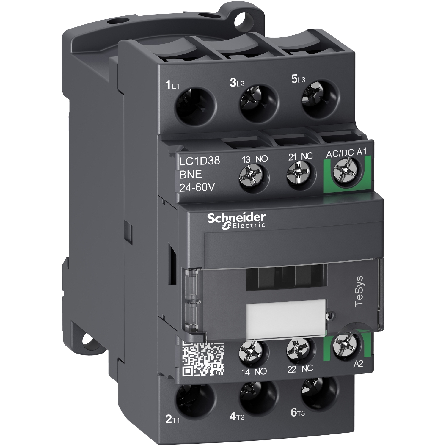 TeSys Deca contactor 3P -= 440 V - 38 A Ac-3 - 24 - 60 V C.A/C.C Schneider LC1D38BNE