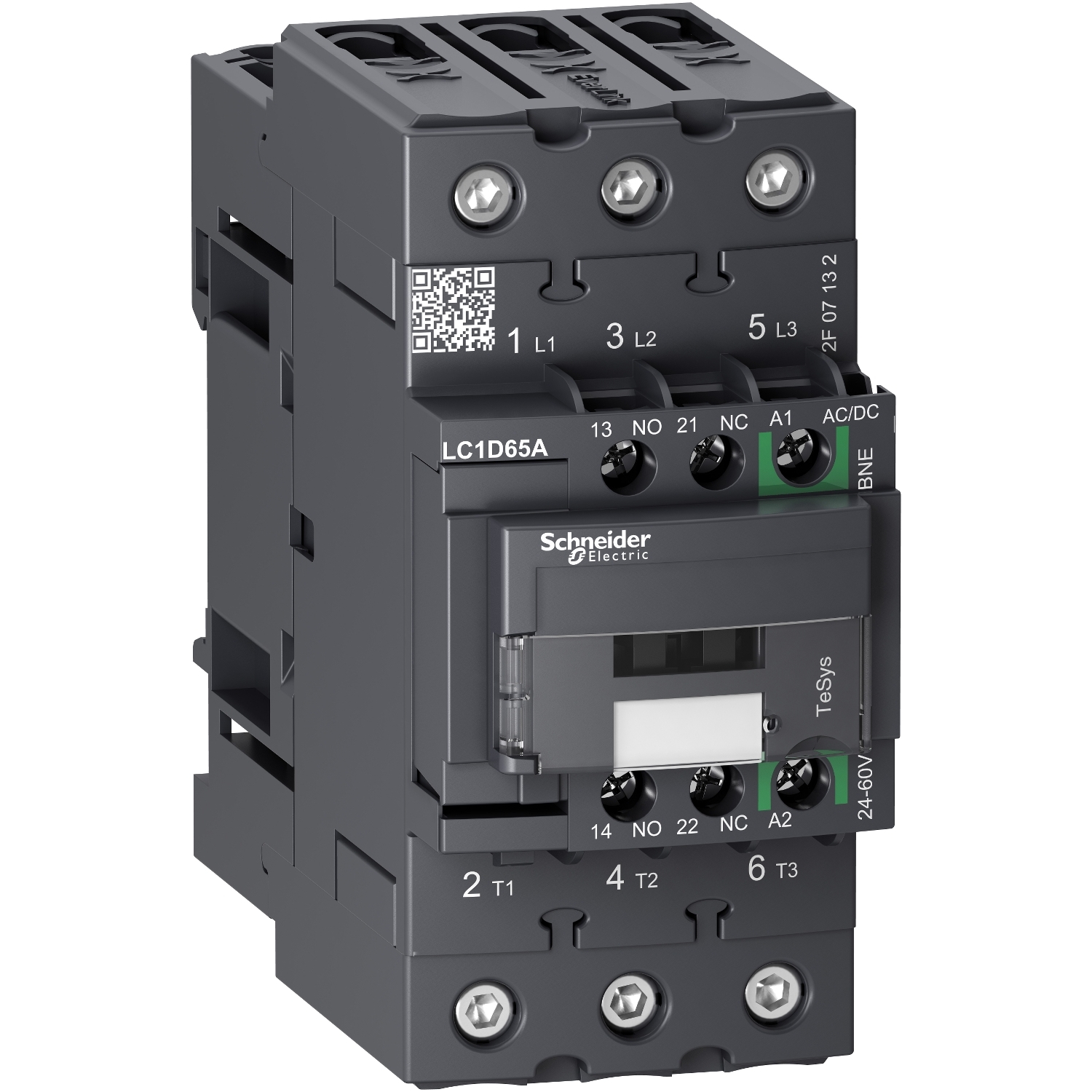 TeSys Deca contactor 3P -= 440 V - 65 A Ac-3 - 24 - 60 V C.A/C.C Schneider LC1D65ABNE
