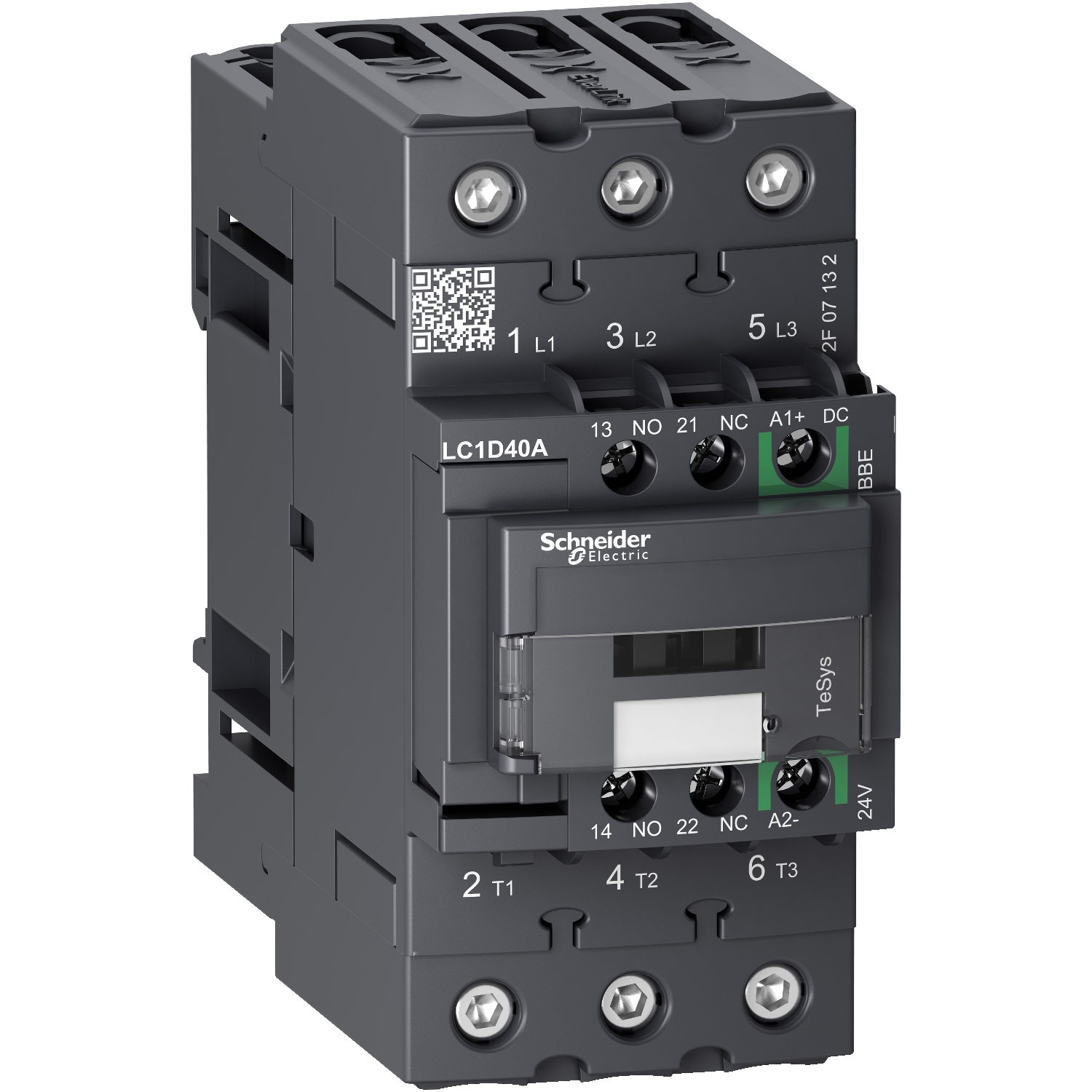 TeSys Deca contactor 3P - Lt/= 440 V - 40 A Ac-3 - 24 V C.C Schneider LC1D40ABBE
