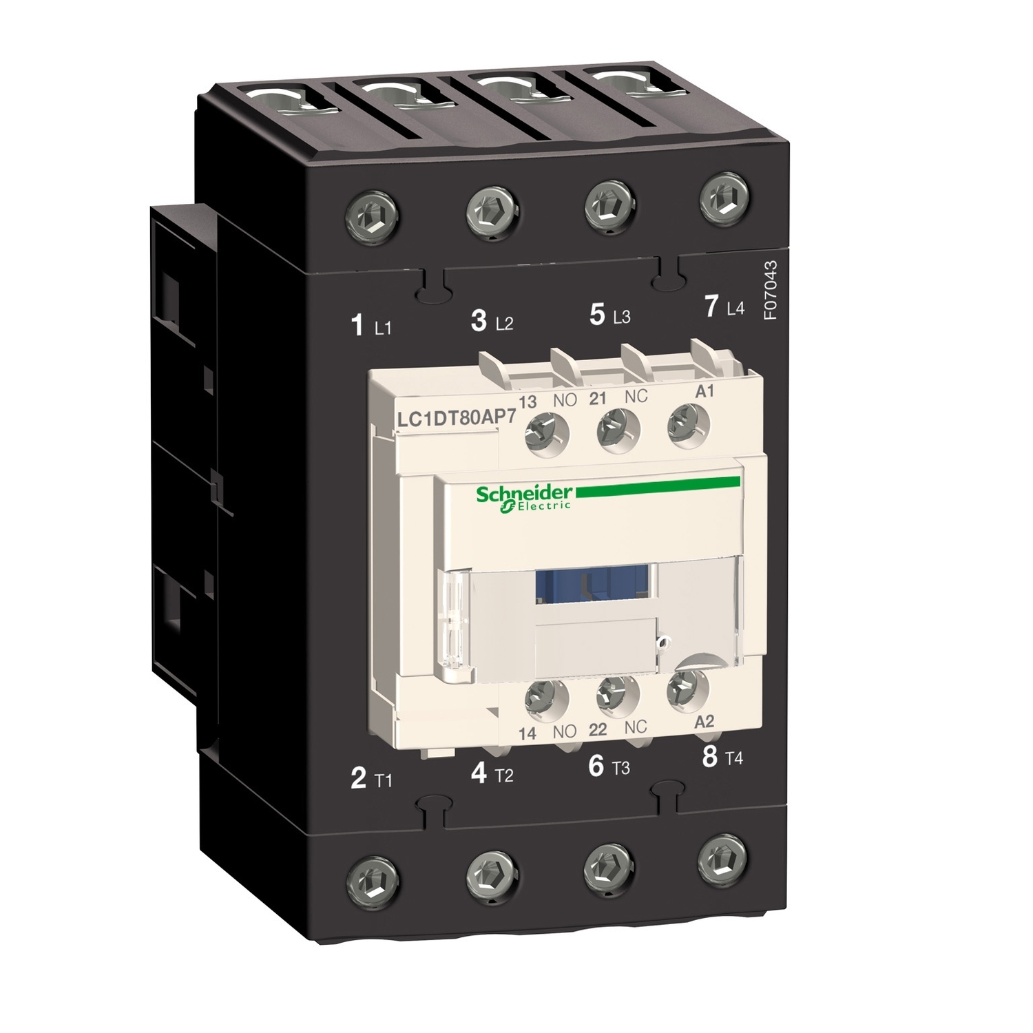 TeSys Deca contactor 4P(4 NO) - c.a.-1 - = 440 V 80 A bobina 240 V C.A 50/60Hz  Schneider LC1DT80AU7