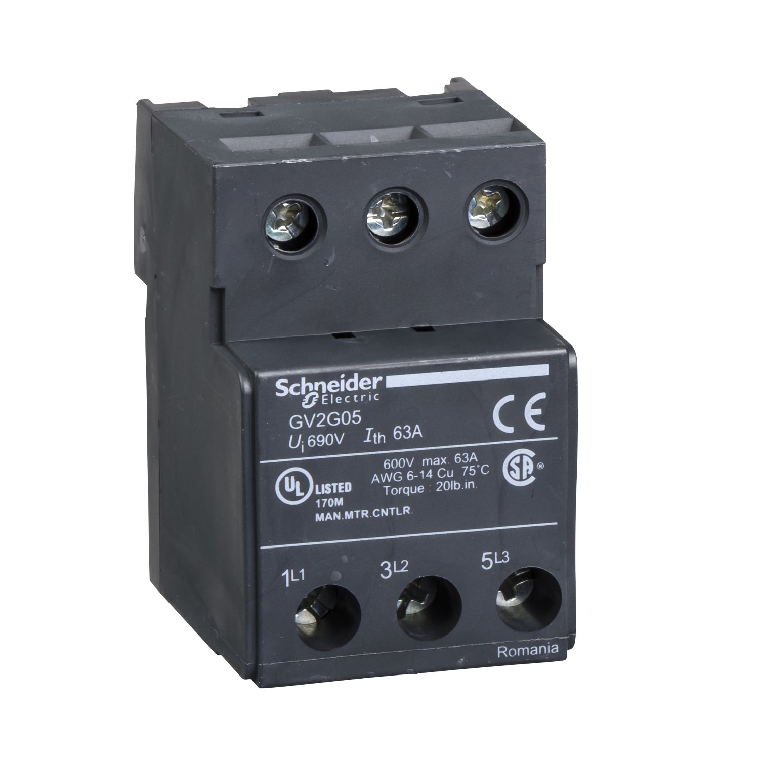 TeSys GV2 TeSys D & TeSys U - terminal block - 3P - for GV1L3 Schneider GV2G05