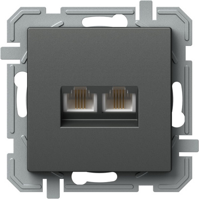 Priza, Dubla, Telefon, Logiq, 1P, KS, RJ11, Antracit, TEM-KQ38ATXO-U