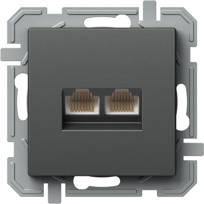 Priza, Dubla, Date, Logiq, 1P, RJ45, CAT6, Antracit, TEM-KQ41ATXO-U