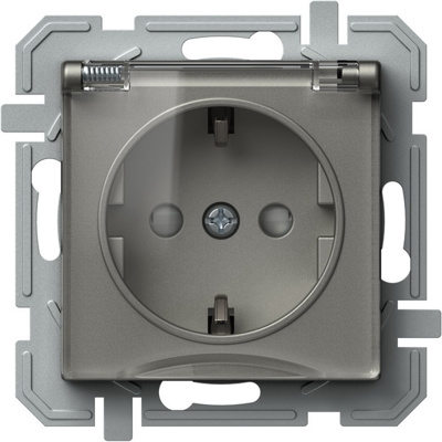 Priza, Schuko, cu, Capac, si, Borne, pe, Surub, Logiq, 1P, 16A, Titan+Transparent, TEM-VQ11TTXO-U