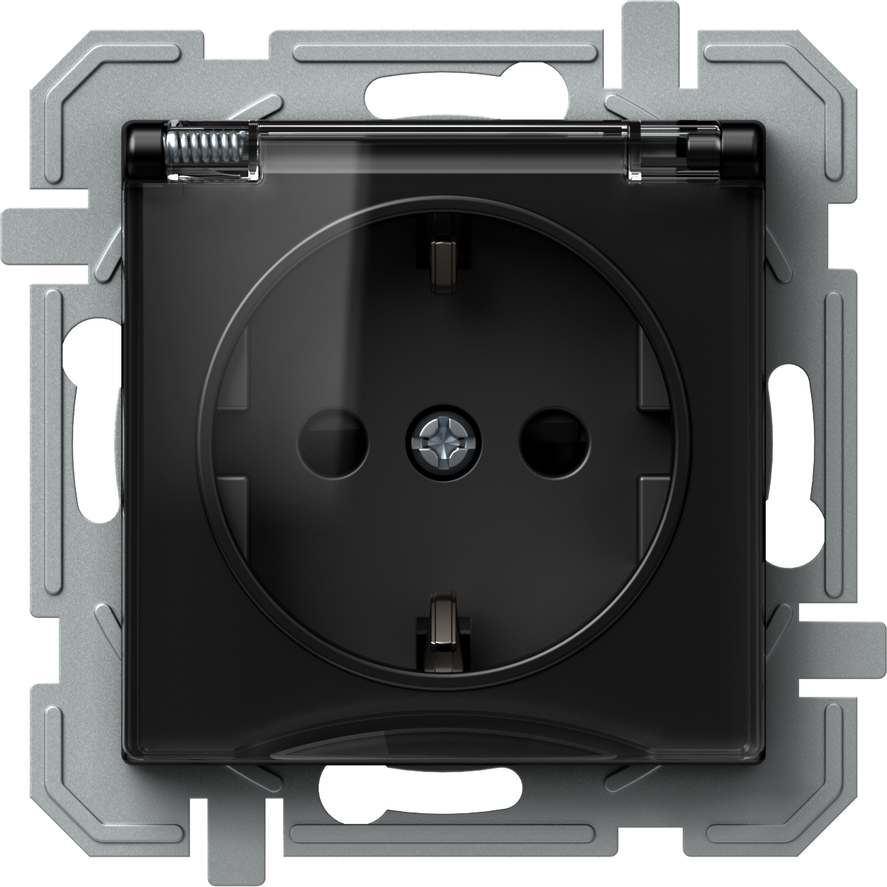 Priza, Schuko, cu, Capac, 2P+E, 16A, 250V, Negru+Transparent, TEM-VQ13BTXO-U