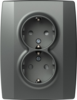 Priza, Dubla, Schuko, Logiq, 16A, Antracit, TEM-VQ16AT-U