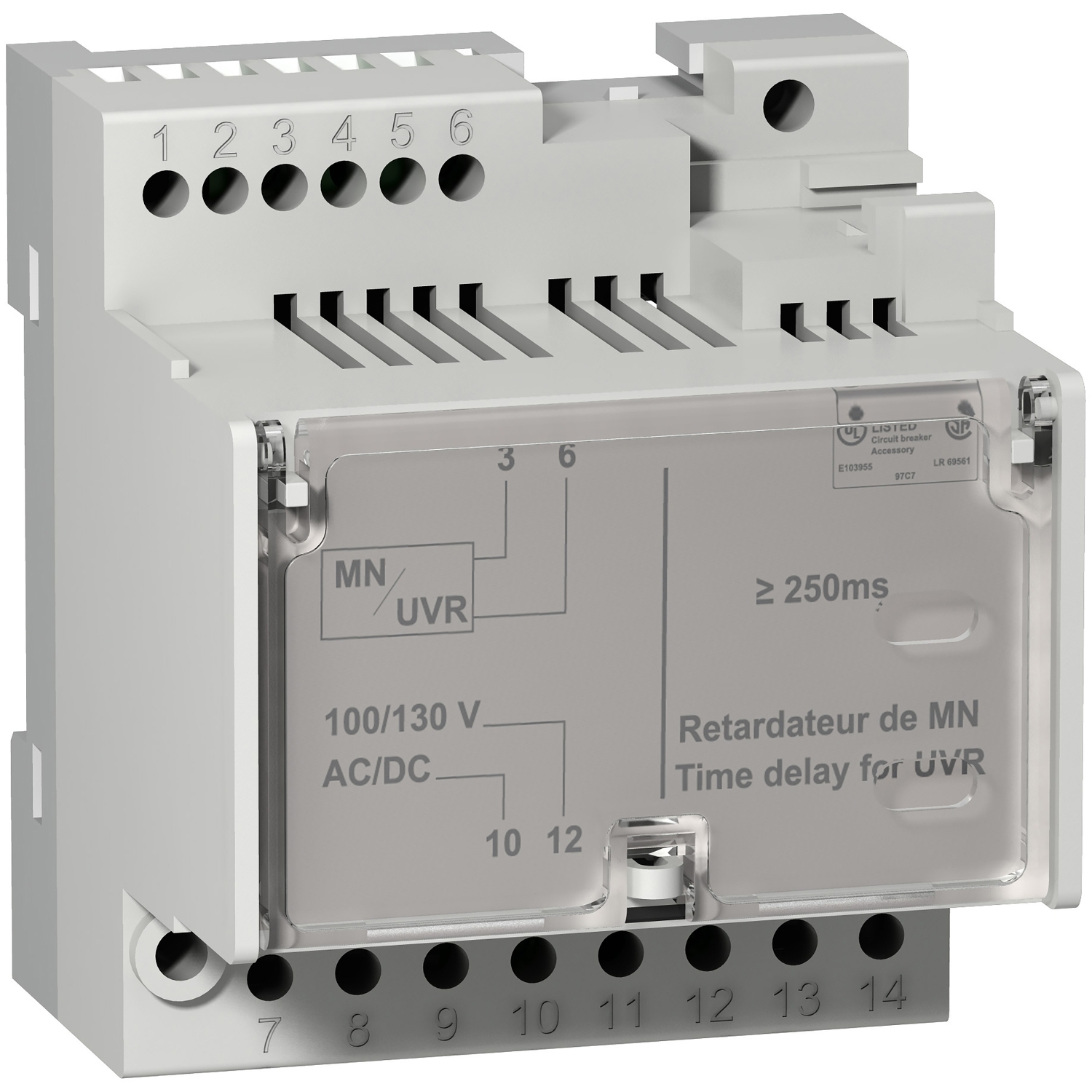 Releu de timp nereglabil - pentru bobina de tensiune MN - 100/130 V c.a./c.c. - piesa de schimb Schneider LV833684SP 