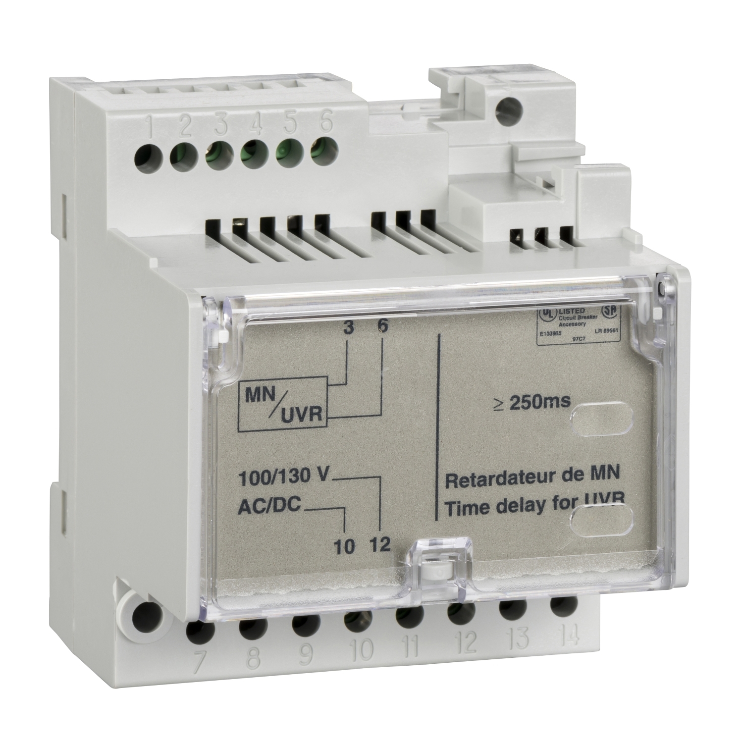 Releu de timp nereglabil - pentru bobina de tensiune MN - 200/250 V c.a./c.c. - piesa de schimb Schneider LV833685SP 